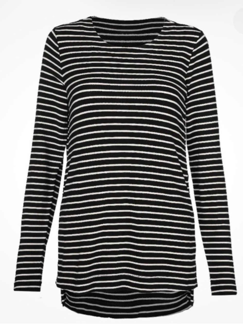 CAbi Black & White Striped Long-Sleeve Tee S #6332